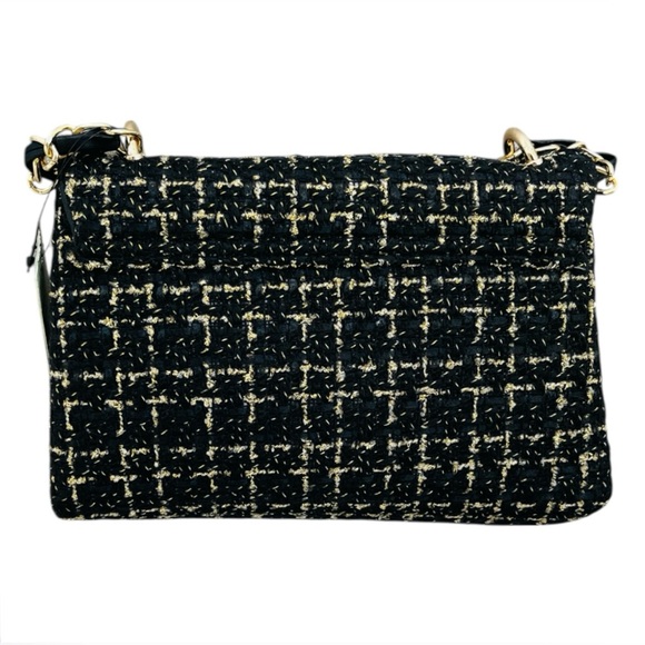 Badgley Mischka NWT Black and Gold Tweed Clutch